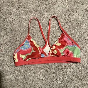Athleta Red and Green Bikini Top